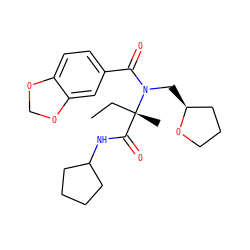 CC[C@@](C)(C(=O)NC1CCCC1)N(C[C@H]1CCCO1)C(=O)c1ccc2c(c1)OCO2 ZINC000002457389