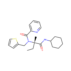 CC[C@@](C)(C(=O)NC1CCCCC1)N(Cc1cccs1)C(=O)c1ccccn1 ZINC000004571324
