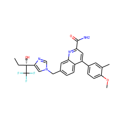 CC[C@@](O)(c1cn(Cc2ccc3c(-c4ccc(OC)c(C)c4)cc(C(N)=O)nc3c2)cn1)C(F)(F)F ZINC000221601864