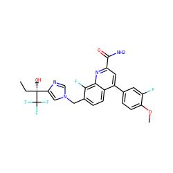 CC[C@@](O)(c1cn(Cc2ccc3c(-c4ccc(OC)c(F)c4)cc(C(N)=O)nc3c2F)cn1)C(F)(F)F ZINC000221612659