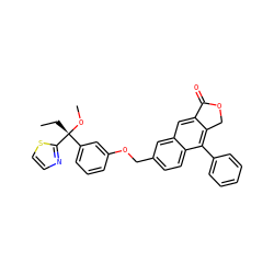 CC[C@@](OC)(c1cccc(OCc2ccc3c(-c4ccccc4)c4c(cc3c2)C(=O)OC4)c1)c1nccs1 ZINC000013734562