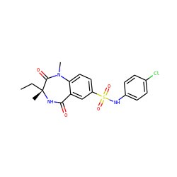 CC[C@@]1(C)NC(=O)c2cc(S(=O)(=O)Nc3ccc(Cl)cc3)ccc2N(C)C1=O ZINC000096258737