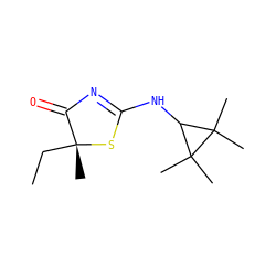 CC[C@@]1(C)SC(NC2C(C)(C)C2(C)C)=NC1=O ZINC000014978729