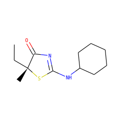 CC[C@@]1(C)SC(NC2CCCCC2)=NC1=O ZINC000014978686