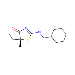 CC[C@@]1(C)SC(NCC2CCCCC2)=NC1=O ZINC000014978696