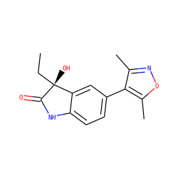 CC[C@@]1(O)C(=O)Nc2ccc(-c3c(C)noc3C)cc21 ZINC000219534020
