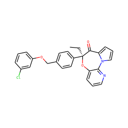 CC[C@@]1(c2ccc(COc3cccc(Cl)c3)cc2)Oc2cccnc2-n2cccc2C1=O ZINC000040391044