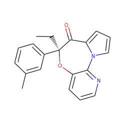 CC[C@@]1(c2cccc(C)c2)Oc2cccnc2-n2cccc2C1=O ZINC000005846260