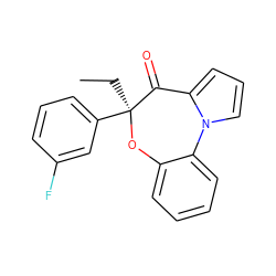 CC[C@@]1(c2cccc(F)c2)Oc2ccccc2-n2cccc2C1=O ZINC000005846295