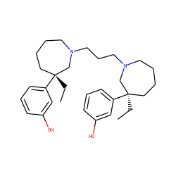 CC[C@@]1(c2cccc(O)c2)CCCCN(CCCN2CCCC[C@@](CC)(c3cccc(O)c3)C2)C1 ZINC000029056040
