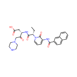 CC[C@@H](C(=O)N[C@@H](CC(=O)O)C(=O)CN1CCNCC1)n1cccc(NC(=O)c2ccc3ccccc3c2)c1=O ZINC000028013558