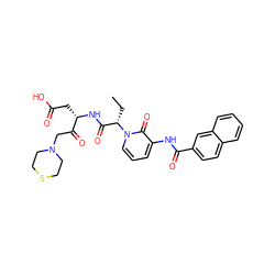 CC[C@@H](C(=O)N[C@@H](CC(=O)O)C(=O)CN1CCSCC1)n1cccc(NC(=O)c2ccc3ccccc3c2)c1=O ZINC000028019951