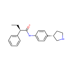 CC[C@@H](C(=O)Nc1ccc([C@@H]2CCNC2)cc1)c1ccccc1 ZINC000117725431