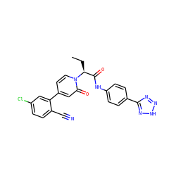 CC[C@@H](C(=O)Nc1ccc(-c2nn[nH]n2)cc1)n1ccc(-c2cc(Cl)ccc2C#N)cc1=O ZINC001772636034