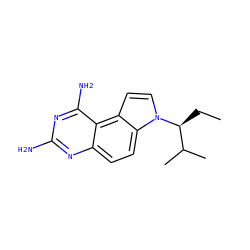 CC[C@@H](C(C)C)n1ccc2c3c(N)nc(N)nc3ccc21 ZINC000045323405