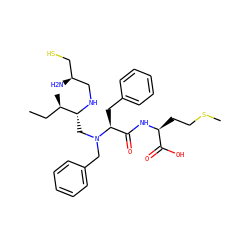 CC[C@@H](C)[C@@H](CN(Cc1ccccc1)[C@@H](Cc1ccccc1)C(=O)N[C@@H](CCSC)C(=O)O)NC[C@@H](N)CS ZINC000026578516