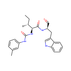 CC[C@@H](C)[C@H](NC(=O)Nc1cccc(C)c1)C(=O)N[C@@H](C=O)Cc1c[nH]c2ccccc12 ZINC000027431541