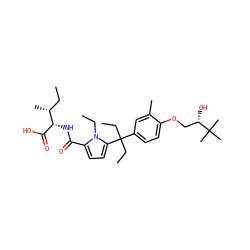 CC[C@@H](C)[C@H](NC(=O)c1ccc(C(CC)(CC)c2ccc(OC[C@H](O)C(C)(C)C)c(C)c2)n1CC)C(=O)O ZINC000653794556