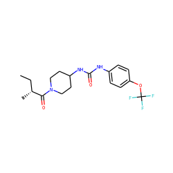 CC[C@@H](C)C(=O)N1CCC(NC(=O)Nc2ccc(OC(F)(F)F)cc2)CC1 ZINC000143301697