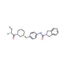 CC[C@@H](C)C(=O)N1CCC[C@H](Oc2ccc(NC(=O)N3Cc4ccncc4C3)cc2)C1 ZINC000167548665