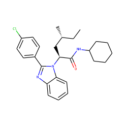 CC[C@@H](C)C[C@@H](C(=O)NC1CCCCC1)n1c(-c2ccc(Cl)cc2)nc2ccccc21 ZINC000066252157