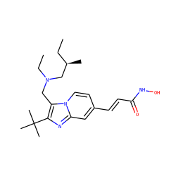CC[C@@H](C)CN(CC)Cc1c(C(C)(C)C)nc2cc(/C=C/C(=O)NO)ccn12 ZINC000145116660