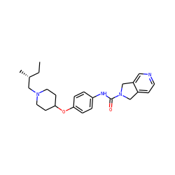CC[C@@H](C)CN1CCC(Oc2ccc(NC(=O)N3Cc4ccncc4C3)cc2)CC1 ZINC000167046219