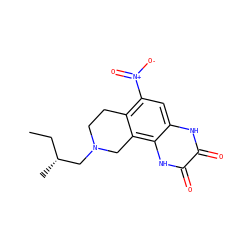 CC[C@@H](C)CN1CCc2c([N+](=O)[O-])cc3[nH]c(=O)c(=O)[nH]c3c2C1 ZINC000013743362