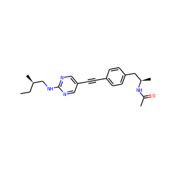 CC[C@@H](C)CNc1ncc(C#Cc2ccc(C[C@@H](C)NC(C)=O)cc2)cn1 ZINC000113414236