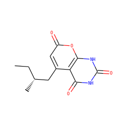 CC[C@@H](C)Cc1cc(=O)oc2[nH]c(=O)[nH]c(=O)c12 ZINC000084713836