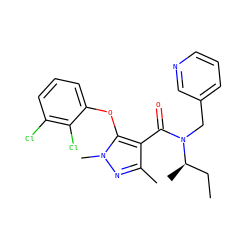 CC[C@@H](C)N(Cc1cccnc1)C(=O)c1c(C)nn(C)c1Oc1cccc(Cl)c1Cl ZINC000095592109