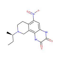 CC[C@@H](C)N1CCc2c([N+](=O)[O-])cc3[nH]c(=O)c(=O)[nH]c3c2C1 ZINC000013743359