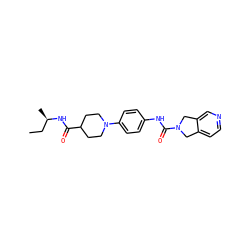 CC[C@@H](C)NC(=O)C1CCN(c2ccc(NC(=O)N3Cc4ccncc4C3)cc2)CC1 ZINC000167436732