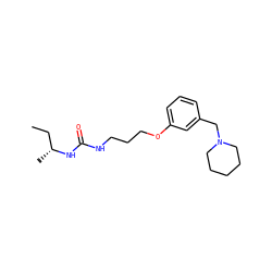 CC[C@@H](C)NC(=O)NCCCOc1cccc(CN2CCCCC2)c1 ZINC000013725170
