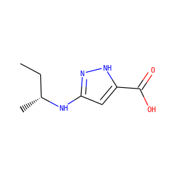 CC[C@@H](C)Nc1cc(C(=O)O)[nH]n1 ZINC000042965590
