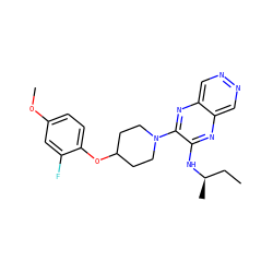CC[C@@H](C)Nc1nc2cnncc2nc1N1CCC(Oc2ccc(OC)cc2F)CC1 ZINC000144488131