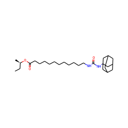 CC[C@@H](C)OC(=O)CCCCCCCCCCCNC(=O)NC12CC3CC(CC(C3)C1)C2 ZINC000028641520