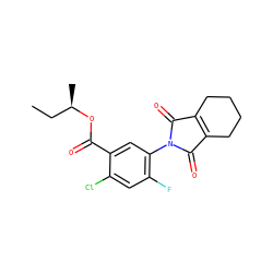 CC[C@@H](C)OC(=O)c1cc(N2C(=O)C3=C(CCCC3)C2=O)c(F)cc1Cl ZINC000098083580