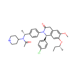 CC[C@@H](C)Oc1cc2c(cc1OC)CC(=O)N(c1ccc([C@@H](C)N(C(C)=O)C3CCNCC3)cc1)[C@@H]2c1ccc(Cl)cc1 ZINC000118819705