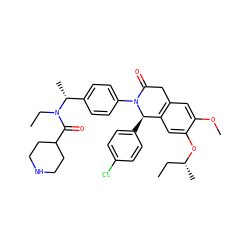 CC[C@@H](C)Oc1cc2c(cc1OC)CC(=O)N(c1ccc([C@@H](C)N(CC)C(=O)C3CCNCC3)cc1)[C@@H]2c1ccc(Cl)cc1 ZINC000118793934
