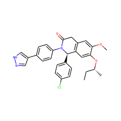 CC[C@@H](C)Oc1cc2c(cc1OC)CC(=O)N(c1ccc(-c3cn[nH]c3)cc1)[C@@H]2c1ccc(Cl)cc1 ZINC000118799233