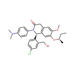 CC[C@@H](C)Oc1cc2c(cc1OC)CC(=O)N(c1ccc(N(C)C)cc1)[C@@H]2c1ccc(Cl)cc1CO ZINC000118800253