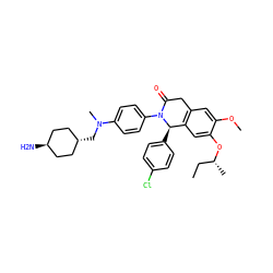 CC[C@@H](C)Oc1cc2c(cc1OC)CC(=O)N(c1ccc(N(C)C[C@H]3CC[C@H](N)CC3)cc1)[C@@H]2c1ccc(Cl)cc1 ZINC000261143322