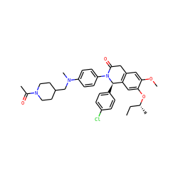 CC[C@@H](C)Oc1cc2c(cc1OC)CC(=O)N(c1ccc(N(C)CC3CCN(C(C)=O)CC3)cc1)[C@@H]2c1ccc(Cl)cc1 ZINC000118790693