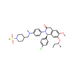 CC[C@@H](C)Oc1cc2c(cc1OC)CC(=O)N(c1ccc(N(C)CC3CCN(S(C)(=O)=O)CC3)cc1)[C@@H]2c1ccc(Cl)cc1 ZINC000118791164