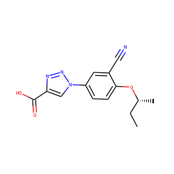 CC[C@@H](C)Oc1ccc(-n2cc(C(=O)O)nn2)cc1C#N ZINC001772642364