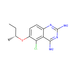 CC[C@@H](C)Oc1ccc2nc(N)nc(N)c2c1Cl ZINC000045193810