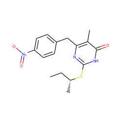 CC[C@@H](C)Sc1nc(Cc2ccc([N+](=O)[O-])cc2)c(C)c(=O)[nH]1 ZINC000013474600