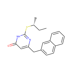 CC[C@@H](C)Sc1nc(Cc2ccc3ccccc3c2)cc(=O)[nH]1 ZINC000013761933