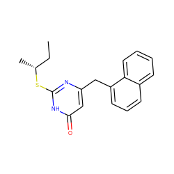 CC[C@@H](C)Sc1nc(Cc2cccc3ccccc23)cc(=O)[nH]1 ZINC000013761922